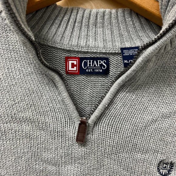 Chaps Men’s Grey 3/4 zip Sweater Size XL - Picture 3 of 3